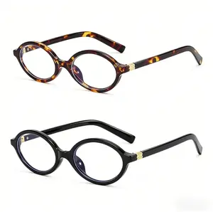 Retro Oval Frame Non-Prescription Glasses for Women: Stylish Anti-Blue Light Eyewear for Casual Looks, Screen Time, Weekend Wear and Office Use