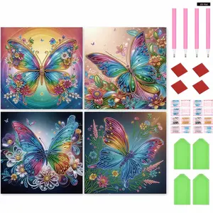 4pcs 30x30cm Butterfly 5D DIY Special Shape Crystal Partial Diamond Painting Kit