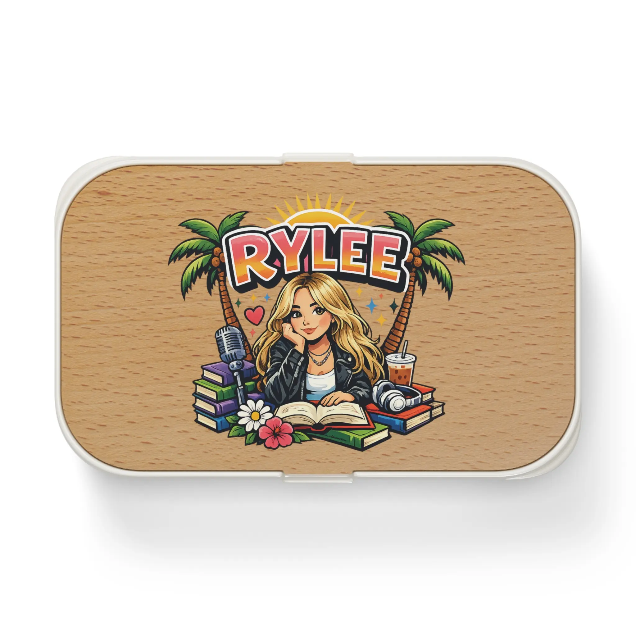 Personalized  Bento Lunch Box | Beach Book Lover Design