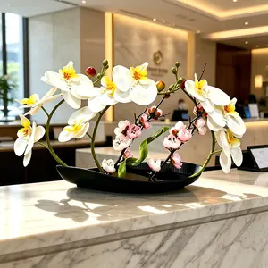 15.75in / 40cm Real Touch Soft Texture Phalaenopsis Bonsai, UV Resistant Butterfly Orchid, Modern Aesthetic Home Decor Stylish Desktop Ornament