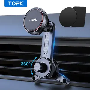 TOPK Magnetic Car Phone Holder for Air Outlet Vent Mount, 360° Rotating Car Phone Holder with Triangular Stable Point & Adjustable Hook, Universal Car Interior Accessories, Car Cellphone Mount, Car Phone Stand