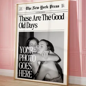 [Sale up to 50%] Good Old Days Custom Newspaper Print Poster, Personalized College Dorm, Roommates Art Prints Posters - Frame Not Included (Send Images Via Message)  Anime Posters (NO FRAME) Decor Photo