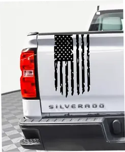 Thrilling Signs | Tattered American Flag Vertical Vinyl Decal Tailgate