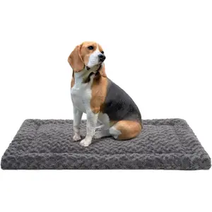 Washable Dog Bed Mat Ultra Soft Dog Crate Pad Comfy Fluffy Pet Kennel Beds Sleeping Mattress for Large Jumbo Medium Small Dogs, 36 x 23 Inch, Gray