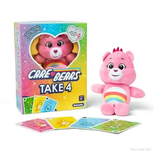 Care Bears Take 4 by Relatable – A fast, cute family card game featuring an exclusive Cheer Bear plushie