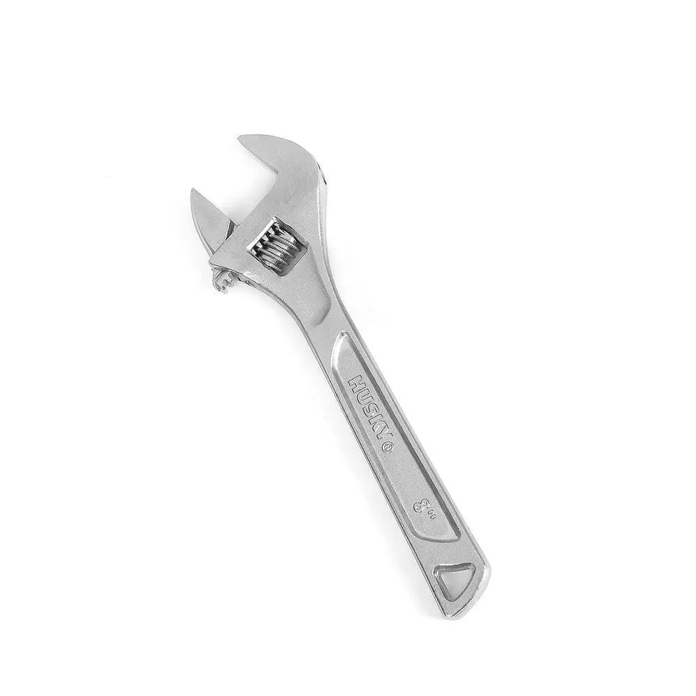 8 in. Adjustable Wrench Professional Heavy Duty Chrome Vanadium Steel Shifter Spanner with Inch/Metric Scale Wide Caliber Opening