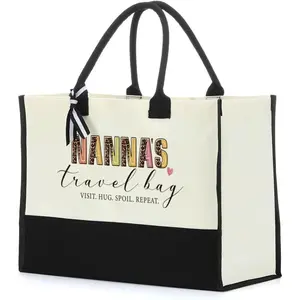 Grandma Nana Mimi Grammy Aunt Mama Gifts for Women Mom Tote Bag Beach Bag Canvas Travel Shopping Bag Mothers Day
