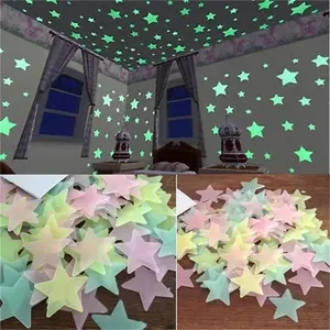 Fluorescent Luminous Star Stickers, Glow-in-the-Dark Wall & Ceiling Decals, Plastic Mural Stickers for Home Decoration