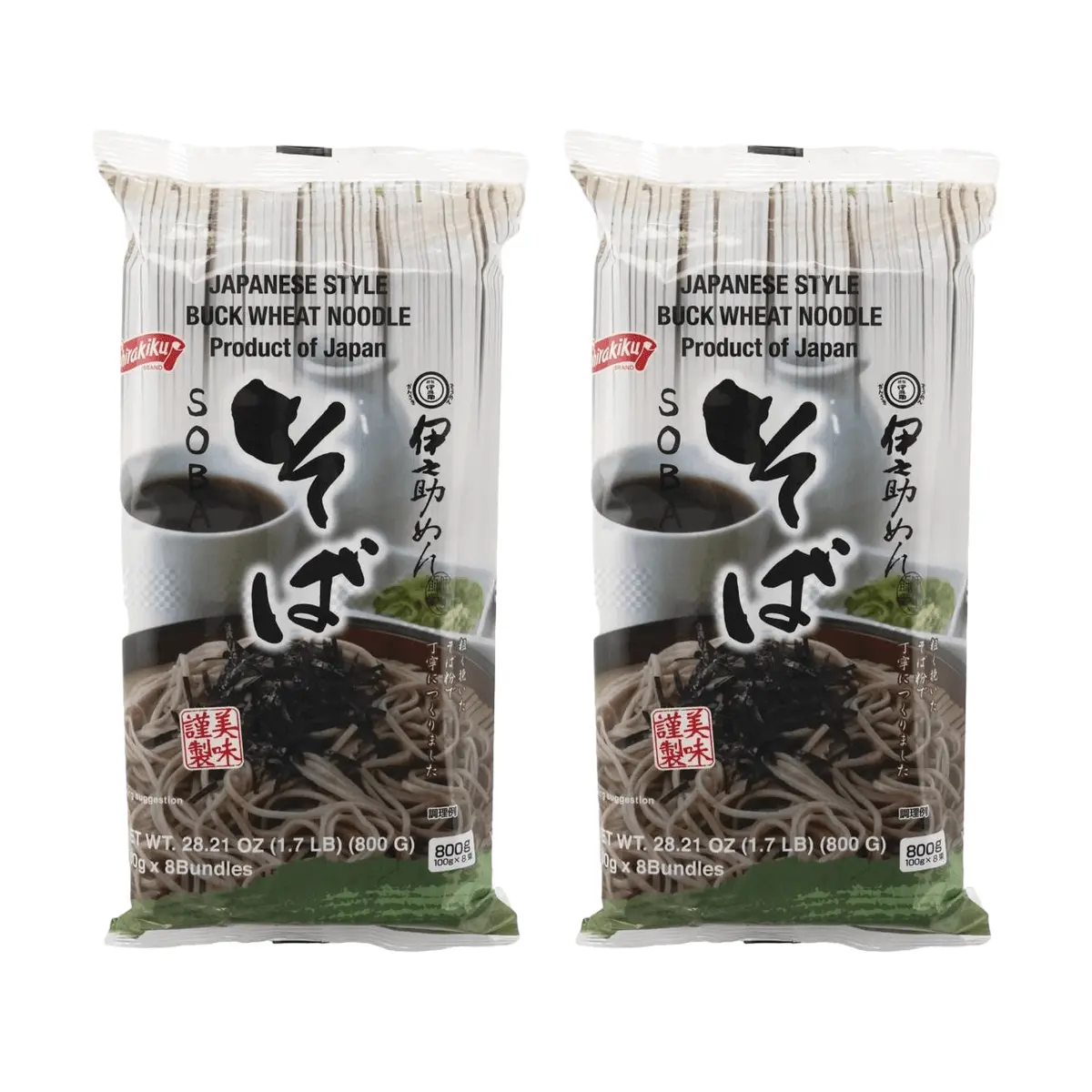 Shirakiku Soba Noodles 1.76lb (800g) Twin Pack - Authentic Japanese Buckwheat Pasta for Zaru Soba, Hot Noodle Soups & Salads