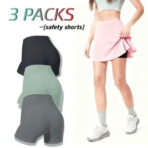 3-Pack Women's Ice Silk Safety Shorts- Breathable Shapewear & Yoga Shorts with Compression, Solid Seamless Design for Daily Wear, Tummy Control & Anti-Riding Up