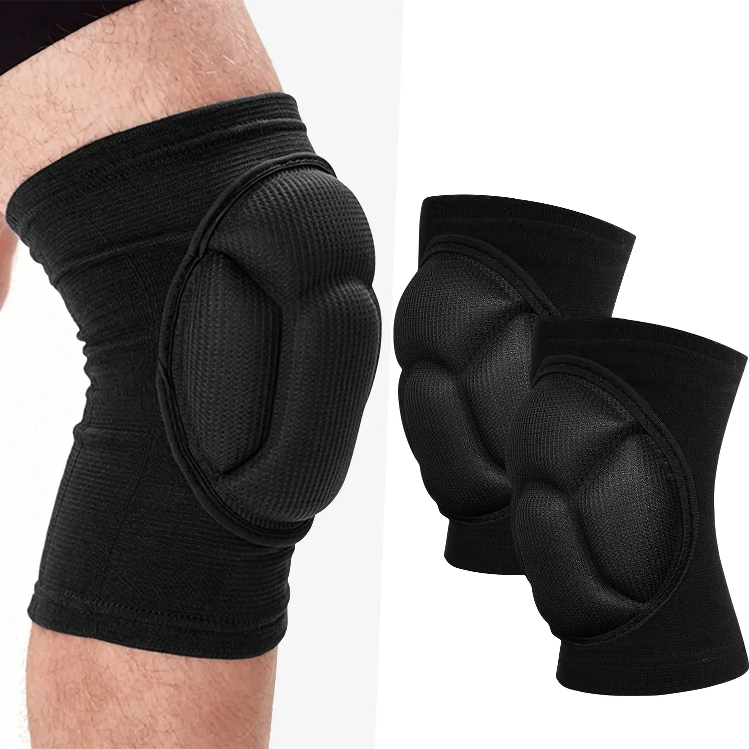 Thickened Shock Absorbing EVA Sports Knee Pads, Breathable Stretch Anti-Impact Knee Support Sleeve for Outdoor Fitness Training