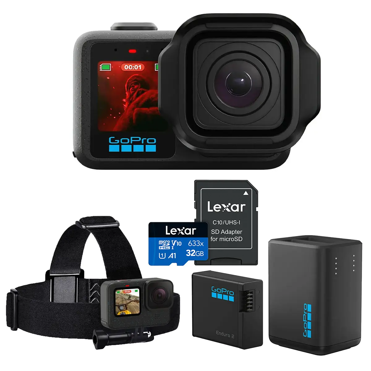 GoPro MISSION 1 PRO Camera, Bundle with Charger, Extra Battery, 32GB Memory Card, 47 pieces accessory.