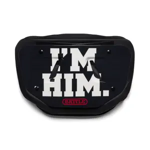 BATTLE "I'm HIM" Football Back Plate for Adults High-Impact Foam Curved Design Universal Fit with Strong Straps and Hardware Included