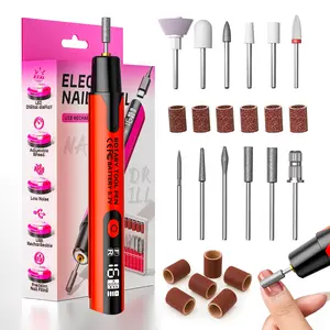 Rechargeable Wireless Electric Nail Drill Machine, Portable Manicure Tool for Gel Soak Nails, Nail Art, 6 Speed Settings, Includes Drill Bit and Sanding Band