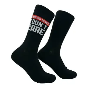 Men's Breaking News I Dont Care Socks Funny Sarcastic Graphic Novelty Footwear for Men Funny Graphic Socks Comfortable Fitted Spandex Cotton