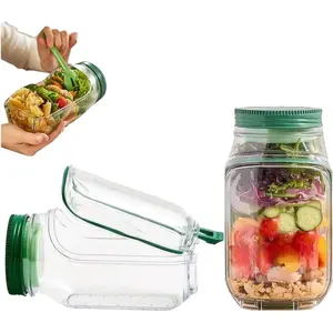 Premium Side Opening Salad Jar, Can Be Safely Used For Meal Preparation, Travel, And Gift Giving