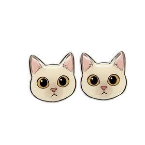 Cream White Cat Stud Earrings