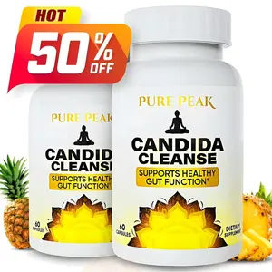 Pure Peak Natural Candida Cleanse - 60 Vegan Capsules with Probiotic & Antifungal Formula for Gut & Digestive Health Support - Edible Healthcare Supplement