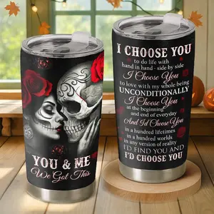 Gift - Gothic Love "I Choose You" 20oz Tumbler – Romantic Dark Aesthetic Travel Mug for Couples, Anniversary Gift for Him or Her, Unique Daily Drinkware with Deep Meaning