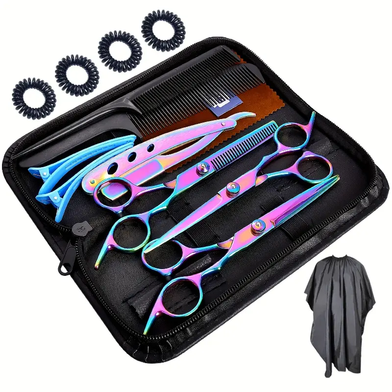 Beauty Makeup  [ Professional  Scissors] [ Professional Hair Cutting Scissors Set] 16pcs Professional Hair Shears Set, 6.5" Right Hand Unisex-Adult, Scissors for Normal & Relaxed Hair, Precise Flat Cuts, Ban