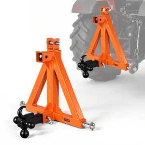 VEVOR 3 Point Trailer Hitch with 2" Receiver, Summervibes,Summervibes, 3 Pt Quick Hitch with 3 Trailer Balls, Tractor Tow Drawbar Adapter for Category 1, Kubota, Mahindra, Ford, Yanmar, John Deere, Massey Ferguson, Orange