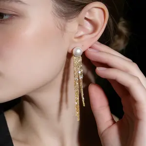 Dearmay Gold Earrings for Women Silver Earrings Tassel Earrings Pearl Earrings Elegant Jewelry for Grils Gifts for Girls