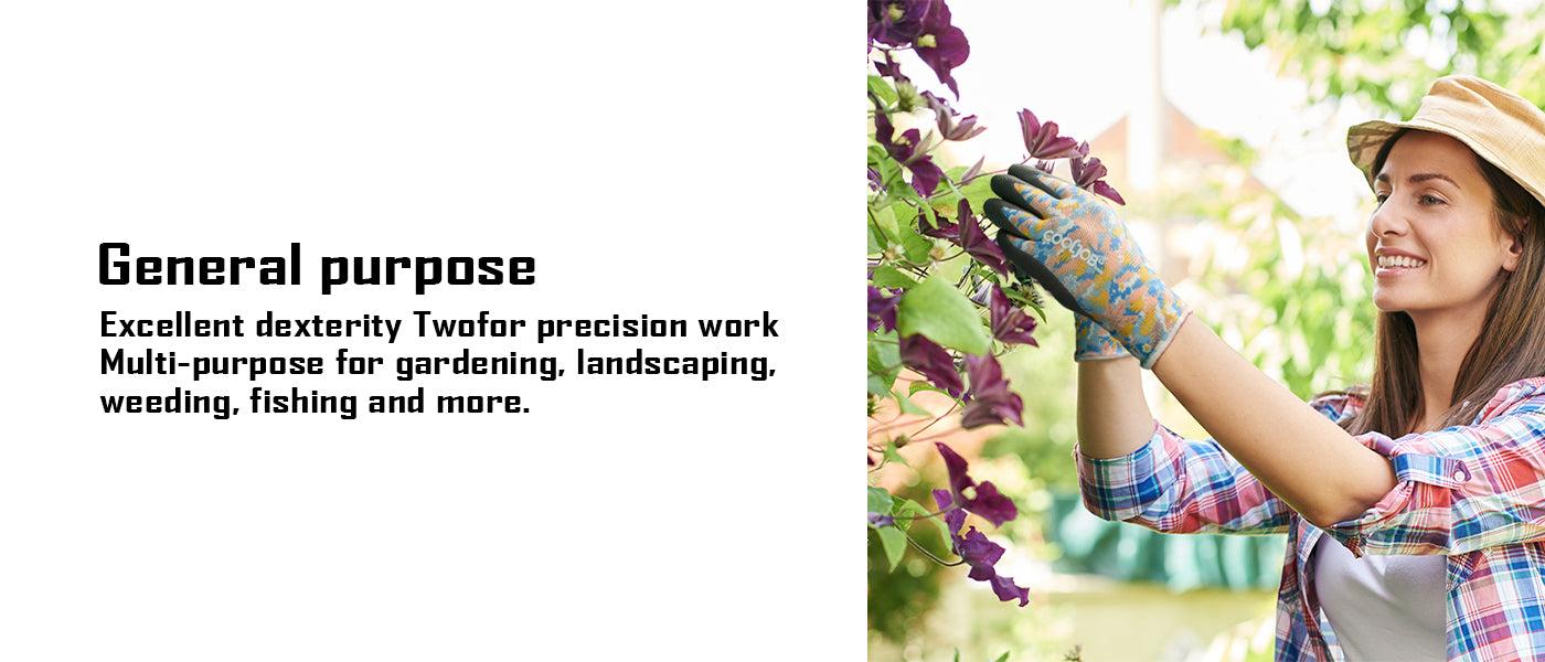 COOLJOB 2/6 Pairs Colorful Gardening Gloves for Women Ladies, Breathable Rubber Coated for Yard Garden