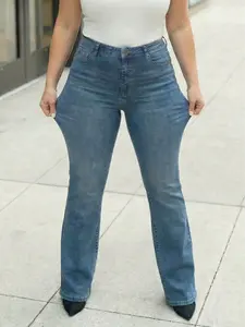 Plus Size Curvy Women's High-Waist Denim Jeans Casual High Stretch Soft Fabric