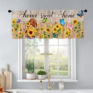 1 pc Summer Sunflower Dwarf Print Kitchen Curtains Valance Living Room Bedroom Bathroom Home Decoration Window Curtain 54x18 Inch Curtain Valances