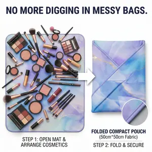 Viral Self-Adhesive Magic Cloth Makeup Bag & Camera Lens Wrap Portable Cosmetic Pouch Waterproof Anti-Scratch Dustproof Protective Storage for DSLR Phone & Beauty Tools Stylish Floral Aesthetic Organizer TikTok Made Me Buy It Travel Essentials Must