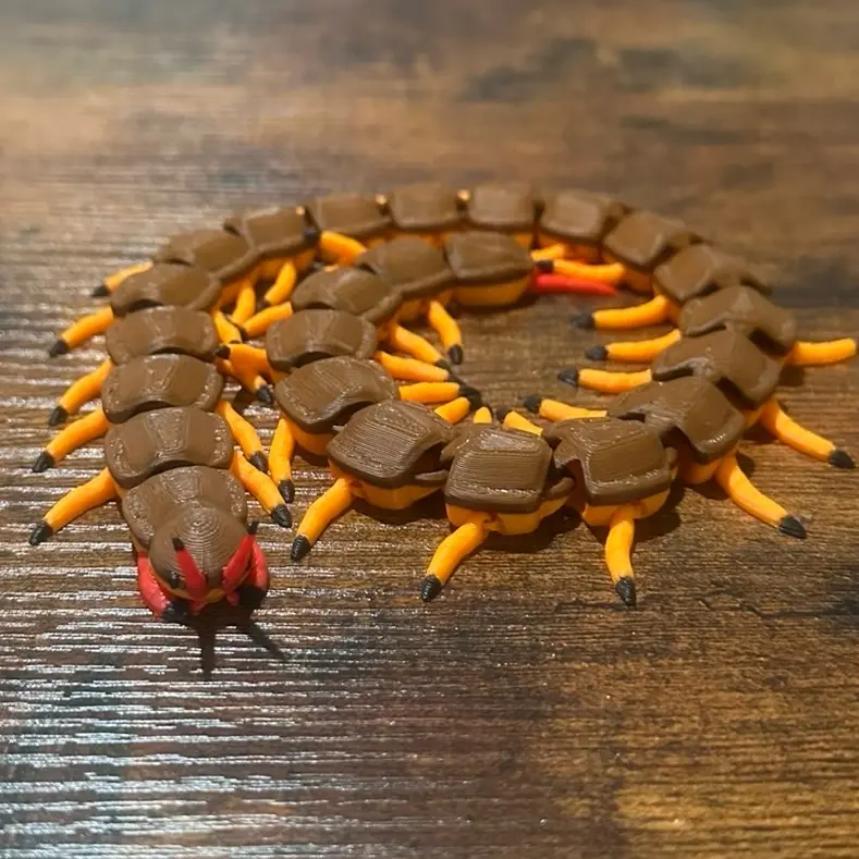 Flexy Amazon Centipede Toy - Brown & Yellow Plastic Centipede with Red Tail - Fun Educational Toy for Kids - Safe & Durable Material