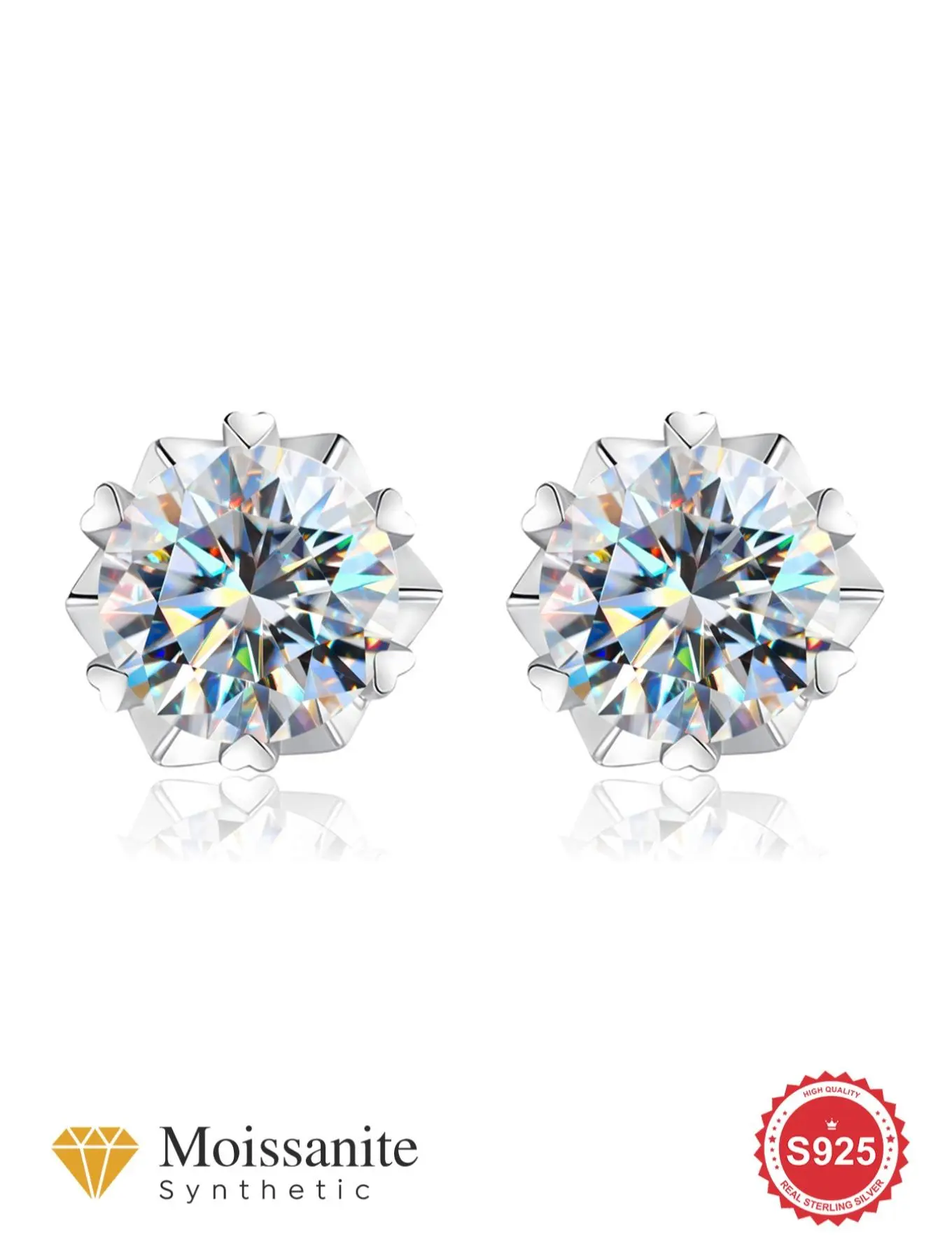 S925 Sterling Silver Synthetic Moissanite Stud Earrings, Snowflake Shape Stud Earrings for Women, Fine Jewelry for Anniversary Festival Gifts