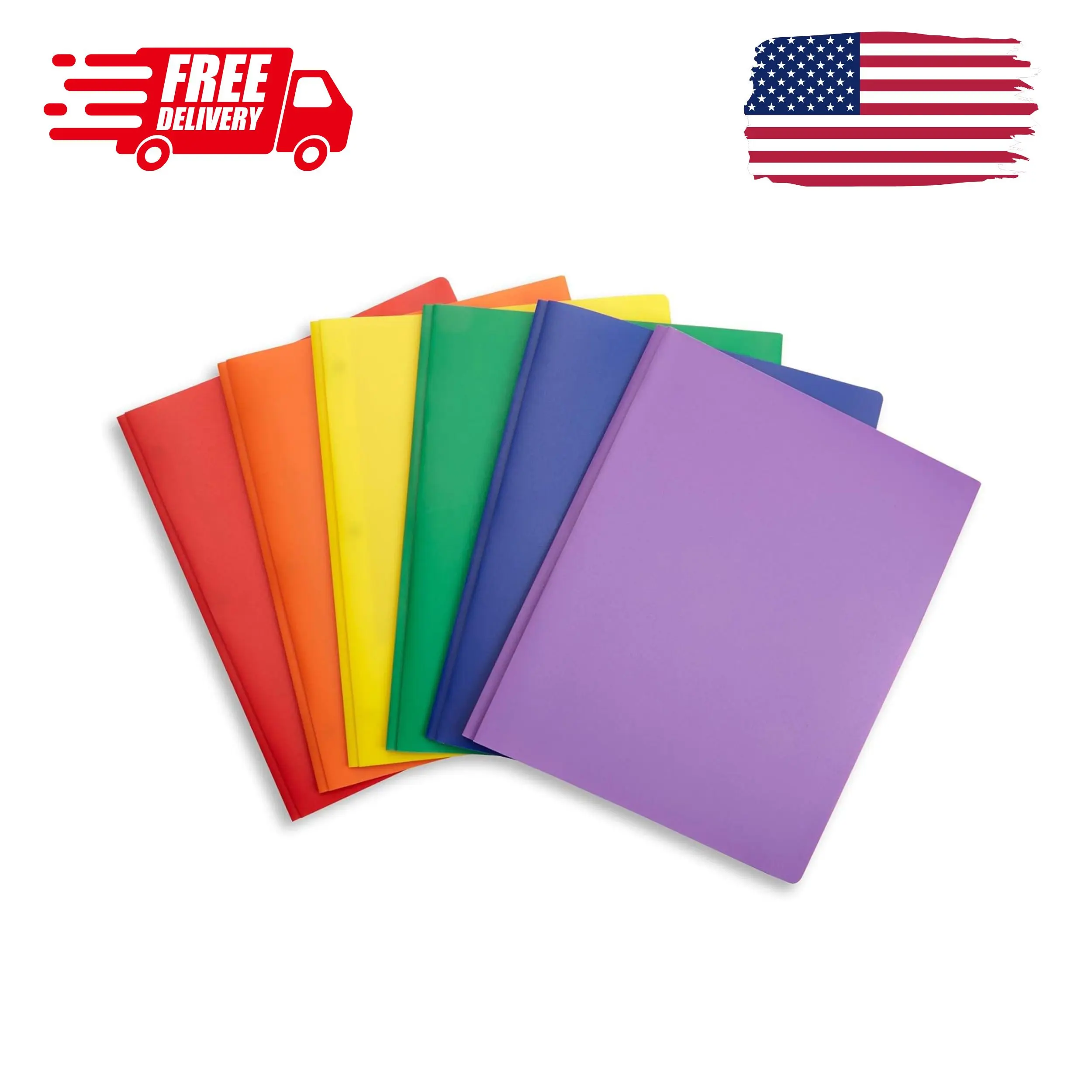 6 Plastic 2 Pocket Folders with Prongs, Assorted
