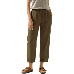 Women Drawstring Elastic Waist Pants with Pockets