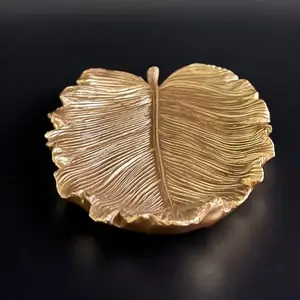 Gold Leaf Resin Tray, Nordic Style Home Decor Plate, Elegant Gold Accents, Perfect for Living Room, Study, Bedroom, Fine Detail Design