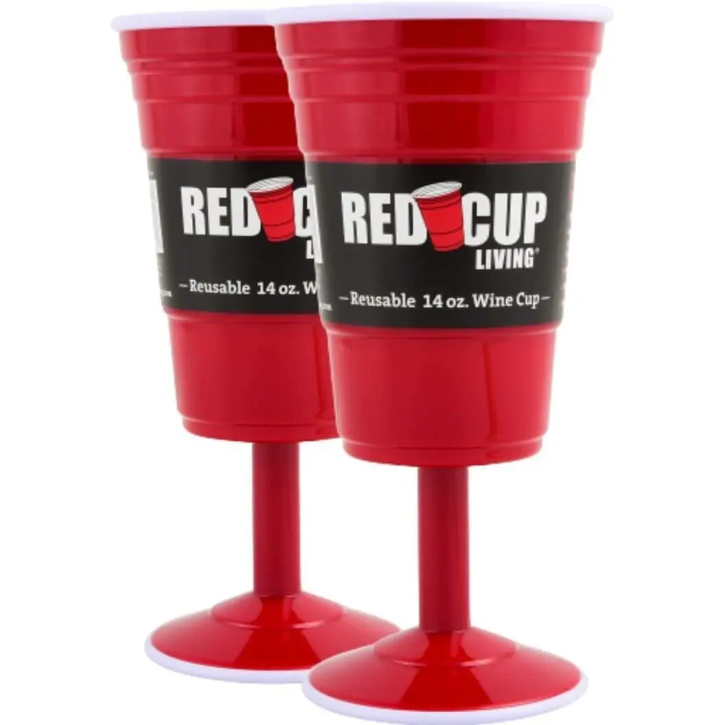 Reusable Red Plastic Wine Glasses with Stem, 14oz, Unique Heavy-Duty Drinking Glasses for Parties, Durable Champagne Flutes Cute Sturdy Wine Cups Stem Glass for Wine, Elegantes Copas De Vino set of 2 Washable Cocktails Drinkware