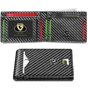 GSOIAX Men's Carbon Fiber Slim Wallet RFID Blocking with Gift Box