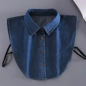 Women's Chic Solid Structured Detachable Fake Shirt Collar - Adjustable 1-Size Layering Accessory for Blouses, Sweaters, Workwear - Elegant Layering Piece for Casual, Dress Outfits