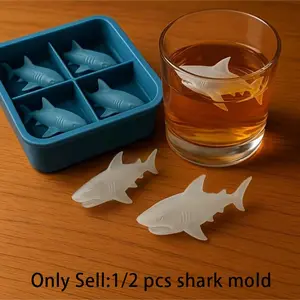 Shark Silicone Ice Mold Set, Non-Stick Tray for Making Ice Cubes Chocolate Cookies, Creative Kitchen Party Molds, Dessert Lover Essential, Ice Cubes Maker