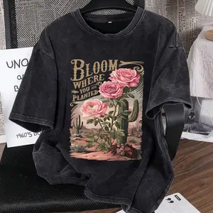 Unisex T-Shirt Men's T-Shirt Bloom Where You Are Planted Desert Rose Cactus Design Inspirational Graphic Tee Holiday Gift Christmas Gift