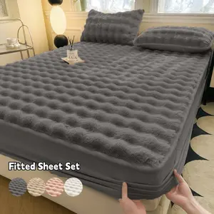 Ultra-Soft Fitted Sheet Set, 3-Piece Luxury Bedding Includes 1 Fitted Sheet and 2 Pillowcases, All-Year Comfort for Bedroom/dormitory, Breathable Noiseless Sheets