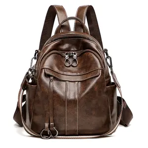 BAGMIND Leather Backpack Purse for Women, Fashion Ladies Shoulder Bags,Travel Anti Theft Bookbag Convertible Daypack