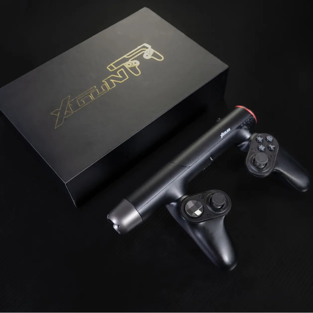 Xgun 2-in-1 transformable game controller and light gun | Native controller signals, supports PC / PS / Switch / Android | Hall effect sticks, no drift | Magnetic suspension feedback for recoil | Zero-boundary tracking | 5 ms ultra-low latency | Supports