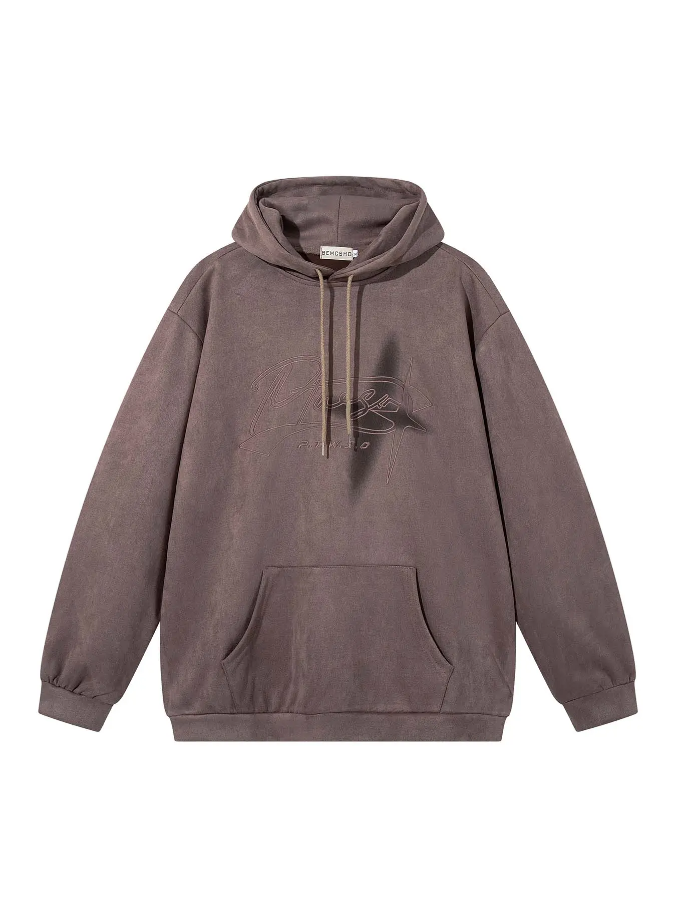 Men's Suede Cross Embroidery Hoodie, Casual Trendy Fleece Pullover Jacket, Style, Versatile Outerwear, Embroidered Hoodies