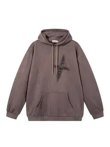 Men's Suede Cross Embroidery Hoodie, Casual Trendy Fleece Pullover Jacket, Style, Versatile Outerwear, Embroidered Hoodies