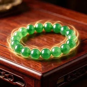 Green Jade Healing Bracelet - Taoist Feng Shui Talisman for Physical & Mental Wellness