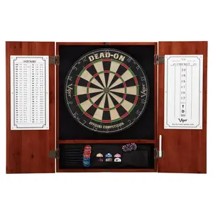 Viper 40-1019 Dead On Sisal Dartboard & Metropolitan Cinnamon Cabinet, Red