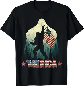 Funny Bigfoot USA Graphic T-shirt Bundle, Viral Patriotic Sasquatch Tees Collection, American Freedom Country Lifestyle Apparel for Men Women, Trendy TikTok Gift Set
