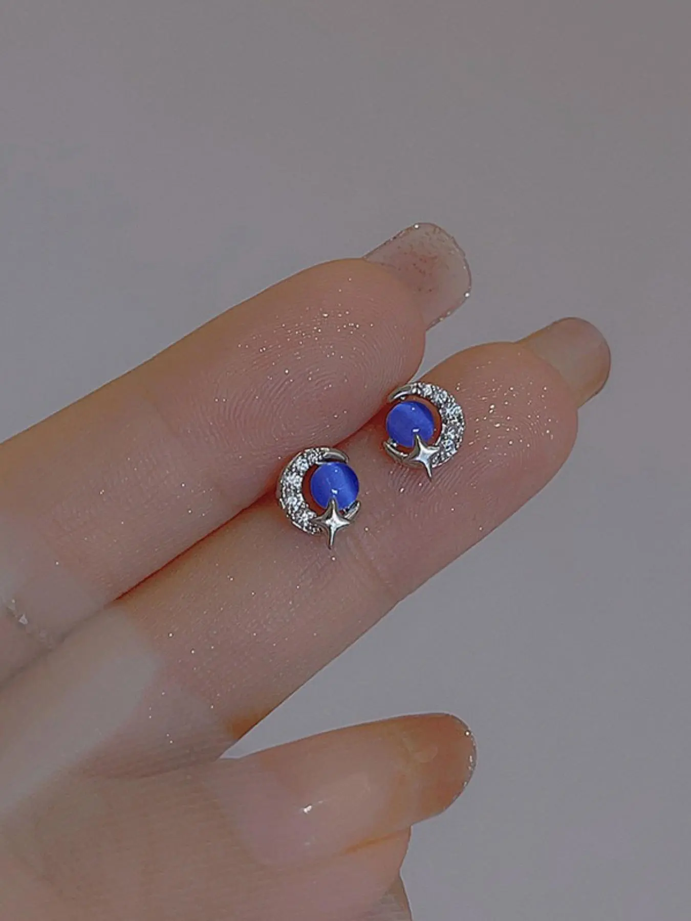 Elegant Cat Eye Stone Moon and Star Stud Earrings, Perfect for Parties, Everyday Wear and Valentine's Day, Stylish Accessories, Earrings Jewelry