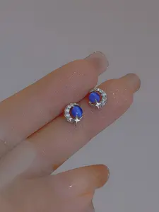 Elegant Cat Eye Stone Moon and Star Stud Earrings, Perfect for Parties, Everyday Wear and Valentine's Day, Stylish Accessories, Earrings Jewelry